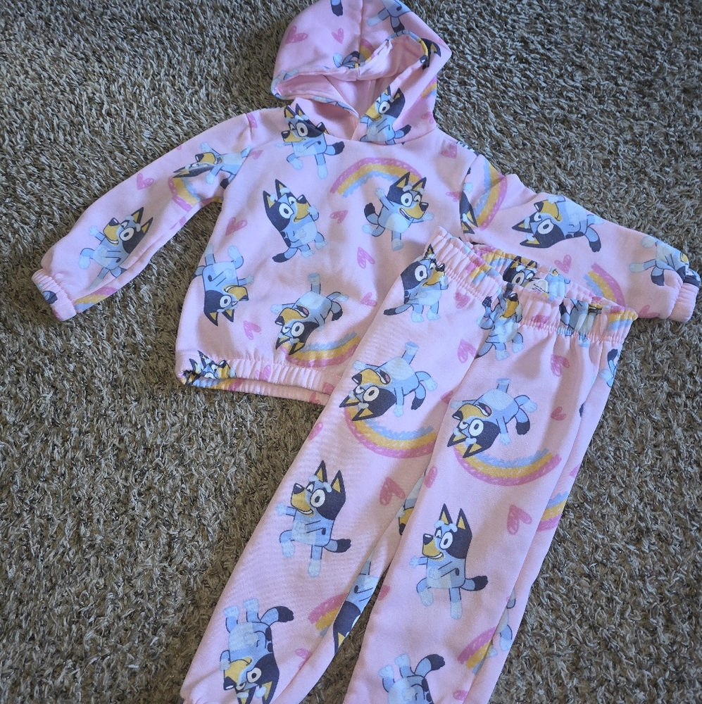 Bluey Pink and Blue Sweat Outfit